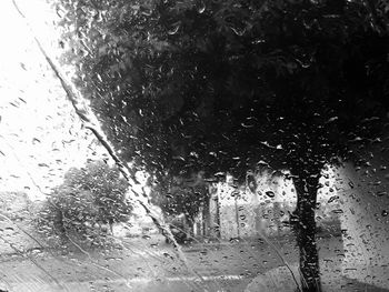 Full frame shot of wet window in rainy season