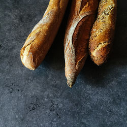 High angle view of bread on table