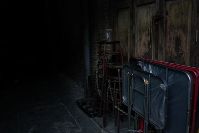 Empty seats in abandoned building