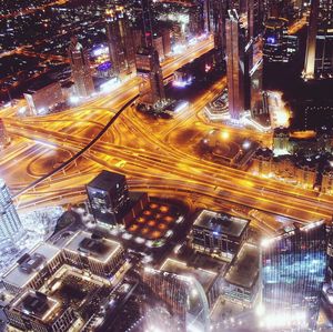 View of illuminated cityscape at night