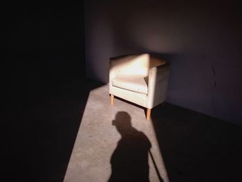 Shadow of person on door