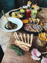 High angle view of food on table