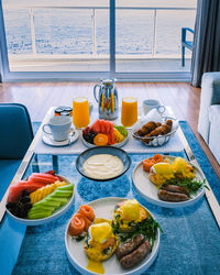 High angle view of food on table