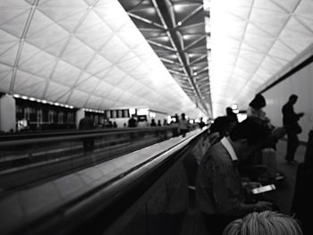 People at railroad station