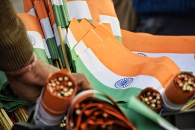 Close-up of flags