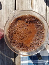 High angle view of coffee on table