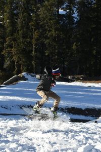 Person skiing on snow covered land