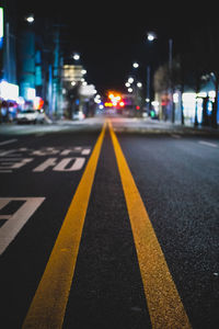 Surface level of road at night