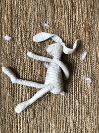 High angle view of stuffed toy