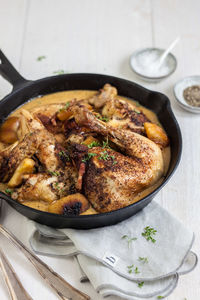 High angle view of food in bowl on table