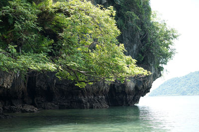 Scenic view of rocks by sea