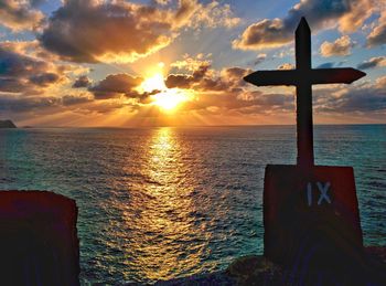 Scenic view of sea at sunset