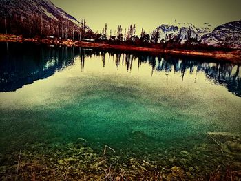 Reflection of built structure in water