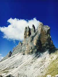 Low angle view of rock formation against sky