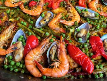 High angle view of vegetables in plate