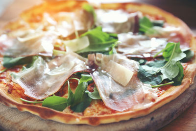 Close-up of pizza on plate