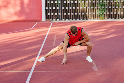 Full length of man running