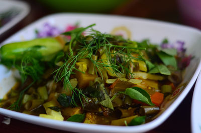 Close-up of meal served in bowl