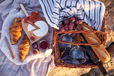 Directly above shot of food in basket