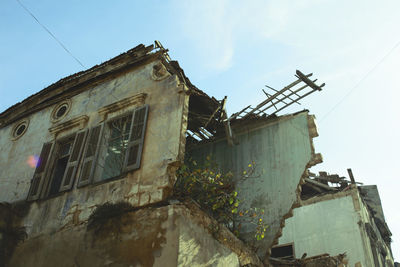 Low angle view of abandoned building