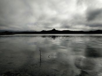 View of lake against cloudy sky