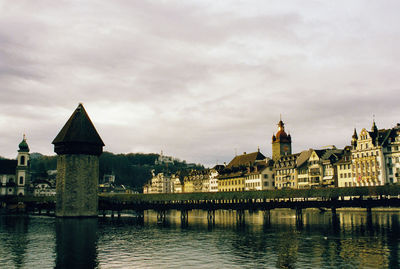 Bridge over river against sky