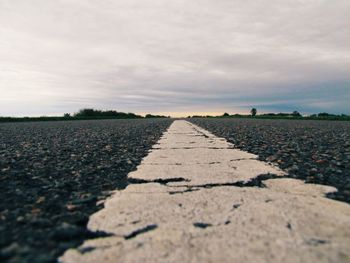 Surface level of road against sky