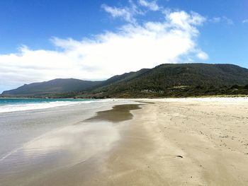 Scenic view of beach against sky