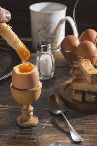 Close-up of breakfast on table