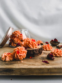 Close-up of chopped fruits on cutting board