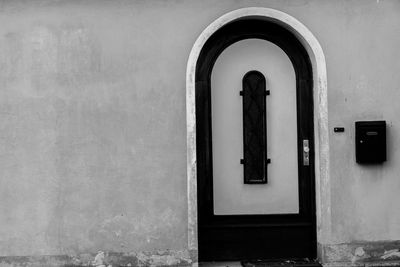 Closed door of old building