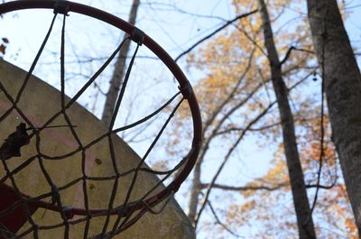 Low angle view of basketball hoop against sky