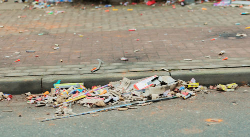 Fireworks garbage on road