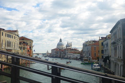 View of buildings against cloudy sky