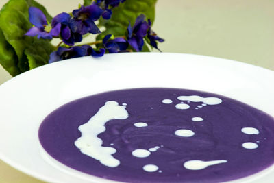 Close-up of coffee served on table