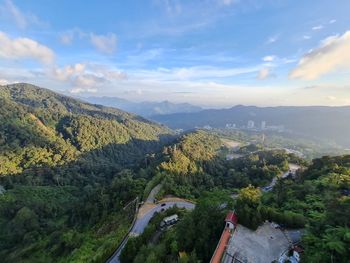 High angle view of townscape against sky