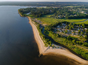 High angle view of river amidst landscape