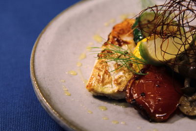 Close-up of food served in plate