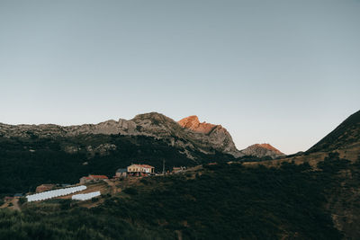 Scenic view of mountains against clear sky