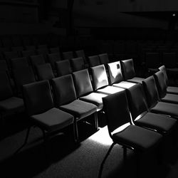 High angle view of empty chairs