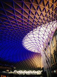Low angle view of illuminated railroad station