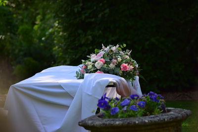 Close-up of flower bouquet against plants