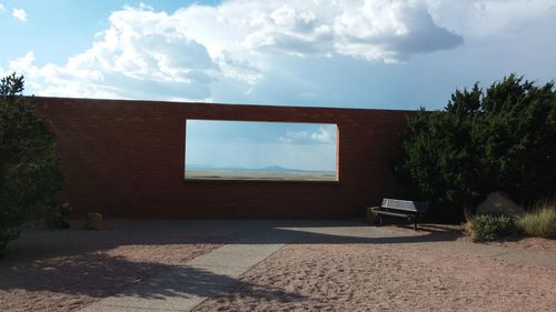 View of building through window