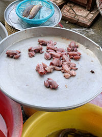 Dish of peeled frogs at vietnamese market