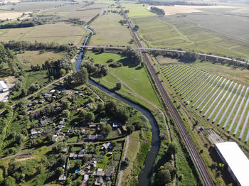 High angle view of agricultural field