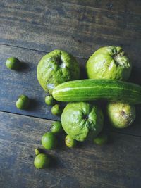 High angle view of fruits on table