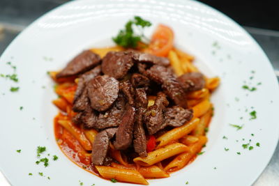 Close-up of meal served in plate