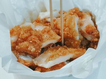 High angle view of food in plate
