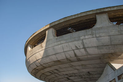 The monument house of the bulgarian communist party on buzludzha peak in the balkan mountains