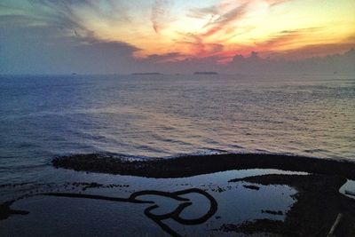 Scenic view of sea at sunset